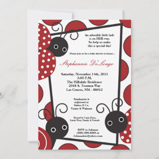 5 x 7 Lady Bug Spring Insect Baby shower Uitnodigi Kaart