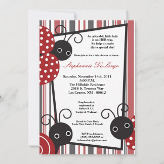 5 x 7 Lady Bug Spring Insect Baby shower Uitnodigi Kaart