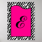 5 x 7 Letter Wall Art Hot Roze Zebra Dierenafdrukk Poster (Voorkant)