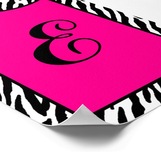 5 x 7 Letter Wall Art Hot Roze Zebra Dierenafdrukk Poster (Hoek)