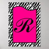 5 x 7 Letter Wall Art Hot Roze Zebra Dierenafdrukk Poster (Voorkant)