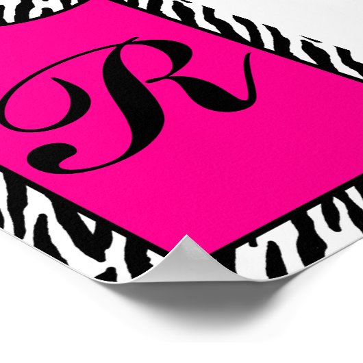 5 x 7 Letter Wall Art Hot Roze Zebra Dierenafdrukk Poster (Hoek)