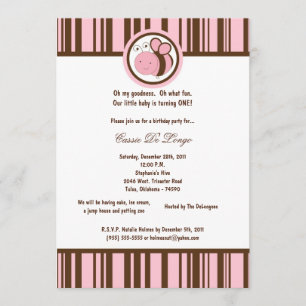 5 x 7 lichtroze roze bijen Birthday Party nodigt u Kaart