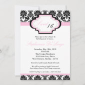 5 x 7 Light Pink Damask Sweet 16 Birthday Invitati Kaart (Voorkant)