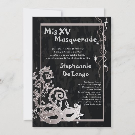 5 x 7 Masquerade Quinceanera Birthday Uitnodiging (Voorkant)