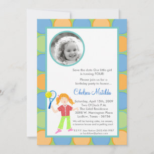 5 x 7 meisjes Tenn Foto Birthday Shower Invitatio Save The Date