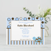 5 x 7 Mod Turtle Blue Trendy Dot Baby shower Kaart (Staand voorkant)