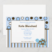 5 x 7 Mod Turtle Blue Trendy Dot Baby shower Kaart (Voorkant / Achterkant)