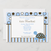 5 x 7 Mod Turtle Blue Trendy Dot Baby shower Kaart (Voorkant)