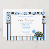 5 x 7 Mod Turtle Blue Trendy Dot Baby shower Kaart (Voorkant / Achterkant)