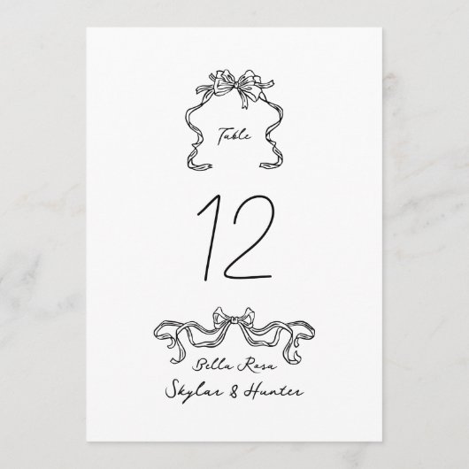 5 x 7 Modern lint Doodle Trouwtafel Nummer (Achterkant)