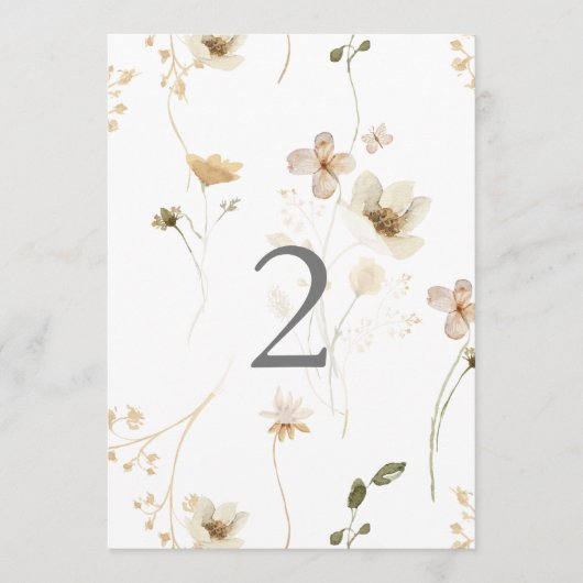 5 x 7 Moderne Pampas Trouwtafel Nummers (Voorkant)