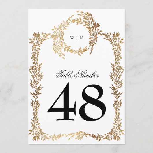 5 x 7 Monogram Crest Classic Trouwtafel Nummers (Achterkant)