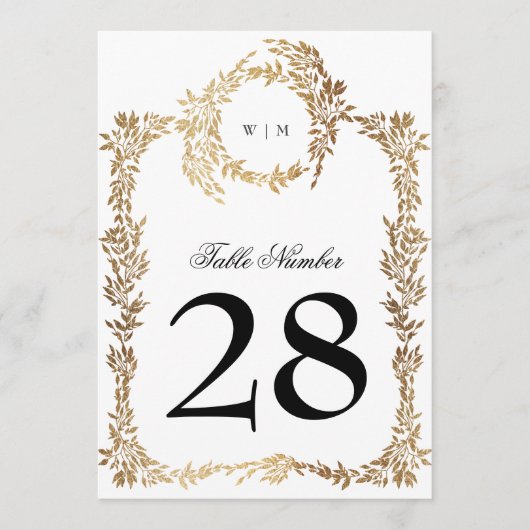 5 x 7 Monogram Crest Classic Trouwtafel Nummers (Voorkant)