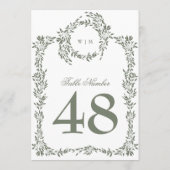 5 x 7 Monogram Krans Sage Groene Tafelnummers (Achterkant)