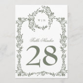 5 x 7 Monogram Krans Sage Groene Tafelnummers (Voorkant)