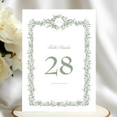 5 x 7 Monogram saliekrans Klassieke Tafelnummers