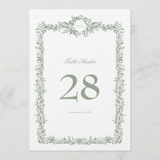 5 x 7 Monogram saliekrans Klassieke Tafelnummers (Achterkant)