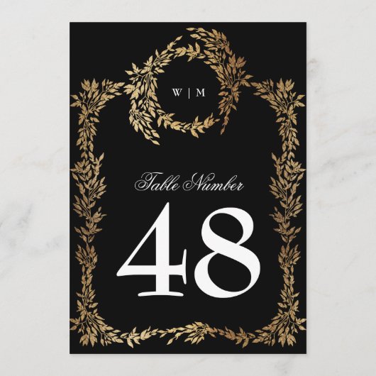 5 x 7 Monogram Zwart Crest Klassieke Tafelnummers (Achterkant)