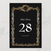 5 x 7 Monogram Zwart Goud Krans Tafelnummers (Voorkant)