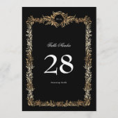 5 x 7 Monogram Zwart Goud Krans Tafelnummers (Achterkant)