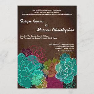 5 x 7 Neon Spring Floral Flower Wedding Invitation Kaart