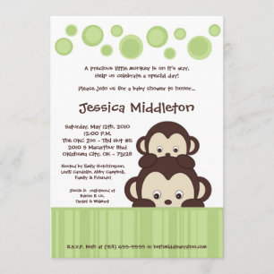 5 x 7 Neutra Baby Pop Monkey Baby shower Invitatio Kaart