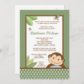 5 x 7 Neutraal Papgayo Monkey Birthday Uitnodiging (Voorkant / Achterkant)