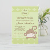 5 x 7 Neutrale PolkaDot Monkey Baby shower Uitnodi Kaart (Staand voorkant)