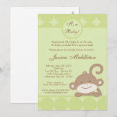 5 x 7 Neutrale PolkaDot Monkey Baby shower Uitnodi Kaart (Voorkant / Achterkant)