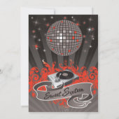 5 x 7 Oranje DJ Platenspeler 16 uitnodiging op zat (Achterkant)