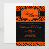 5 x 7 Oranje Zebra Print Birthday Party Invitation Kaart (Voorkant / Achterkant)