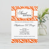 5 x 7 Oranje Zebra Print Birthday Party Invitation Kaart (Staand voorkant)