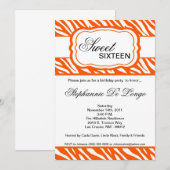 5 x 7 Oranje Zebra Print Birthday Party Invitation Kaart (Voorkant / Achterkant)