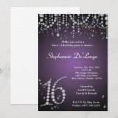 5 x 7 Paarse Diamond Sweet 16 Birthday Invitation Kaart (Voorkant / Achterkant)