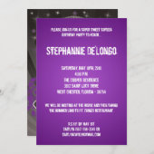 5 x 7 Paarse DJ Platenspeler 16 uitnodiging (Voorkant / Achterkant)