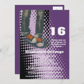 5 x 7 Paarse Sneakers Sweet 16 uitnodiging op zate (Voorkant / Achterkant)
