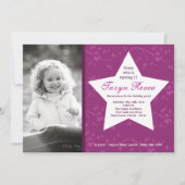 5 x 7 Paarse STAR Foto van Birthday Party Invitati Kaart (Voorkant)