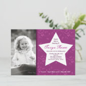 5 x 7 Paarse STAR Foto van Birthday Party Invitati Kaart (Staand voorkant)
