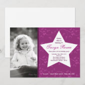 5 x 7 Paarse STAR Foto van Birthday Party Invitati Kaart (Voorkant / Achterkant)