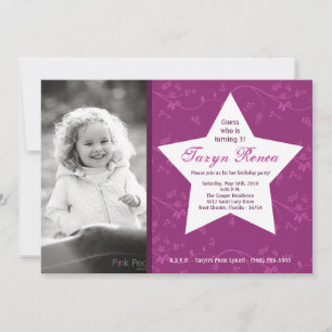 5 x 7 Paarse STAR Foto van Birthday Party Invitati Kaart