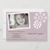 5 x 7 Paarse ventilator foto van Birthday Party Kaart (Voorkant)