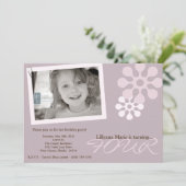 5 x 7 Paarse ventilator foto van Birthday Party Kaart (Staand voorkant)