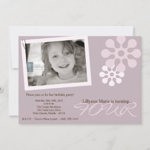 5 x 7 Paarse ventilator foto van Birthday Party Kaart