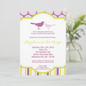 5 x 7 Paarse vogelpootkadop Bridal Shower Invitati Kaart (Staand voorkant)