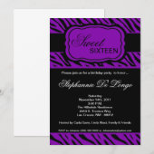 5 x 7 Paarse Zebra Print Birthday party nodiging Kaart (Voorkant / Achterkant)