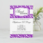 5 x 7 Paarse Zebra Print Birthday party nodiging Kaart (Staand voorkant)