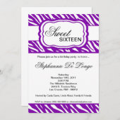 5 x 7 Paarse Zebra Print Birthday party nodiging Kaart (Voorkant / Achterkant)