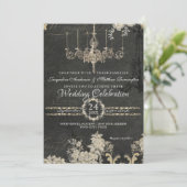 5 x 7 Paris Chalkboard  Chandelier Typografie Kaart (Staand voorkant)