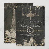 5 x 7 Paris Chalkboard  Chandelier Typografie Kaart (Voorkant / Achterkant)